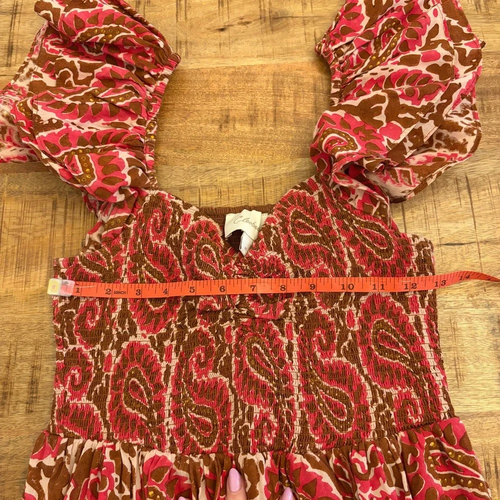Cleobella Zahara Ankle Dress M Maxi Organic Cotton Paisley Resort Boho Vacation - Picture 11 of 12